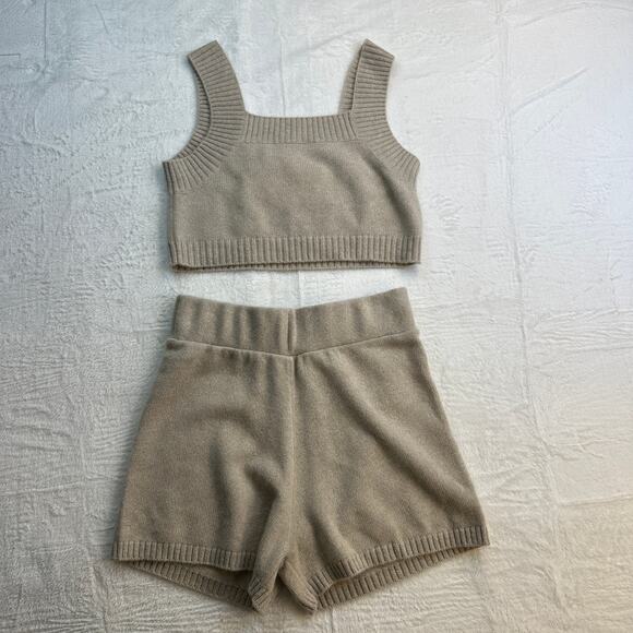 Lisa Yang Winnie Shorts Barbara Bralette Crop Size 1 S / M Sand Cashmere Sweater - Picture 16 of 16